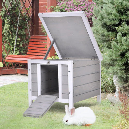 PawHut Wooden Rabbit Hutch Small Animal House Pet Bunny Cage w/ Run &