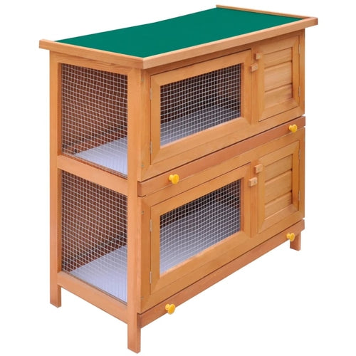 Outdoor Rabbit Hutch 4 Doors Gray Wood