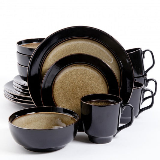 Gibson Elite Bella Galleria 16 Piece Stoneware Dinnerware Set in Taupe